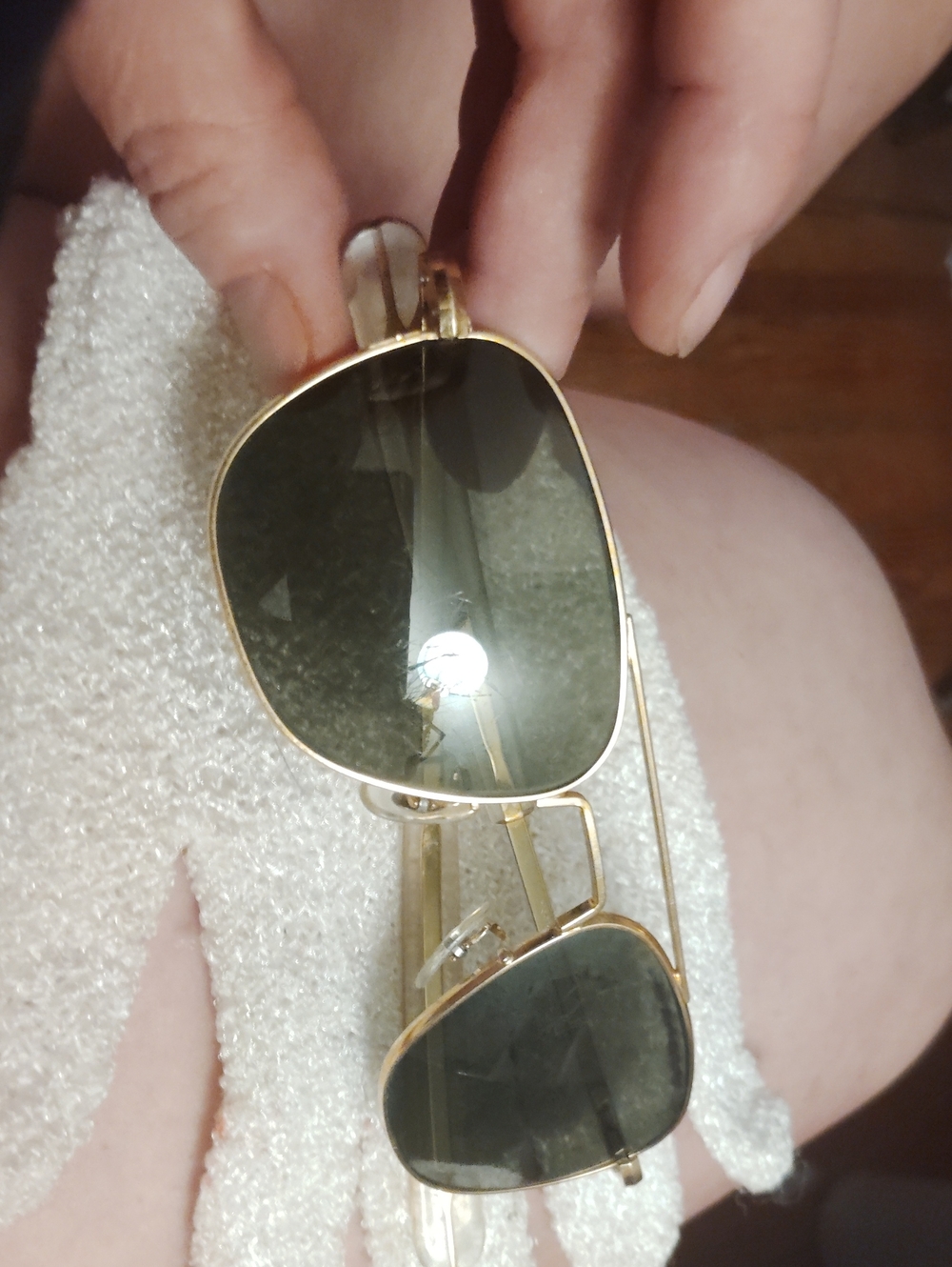 Gold Frame Sunglasses with Dark Green Lenses - Women Accessories